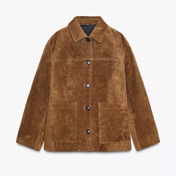 Zara Jackets & Blazers - Zara Brown Suede Button-Up Jacket with Collar